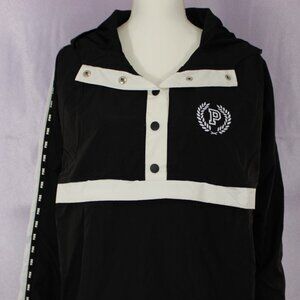 Victoria’s Secret PINK Black White Hooded Windbreaker Pullover Jacket M/L NWT